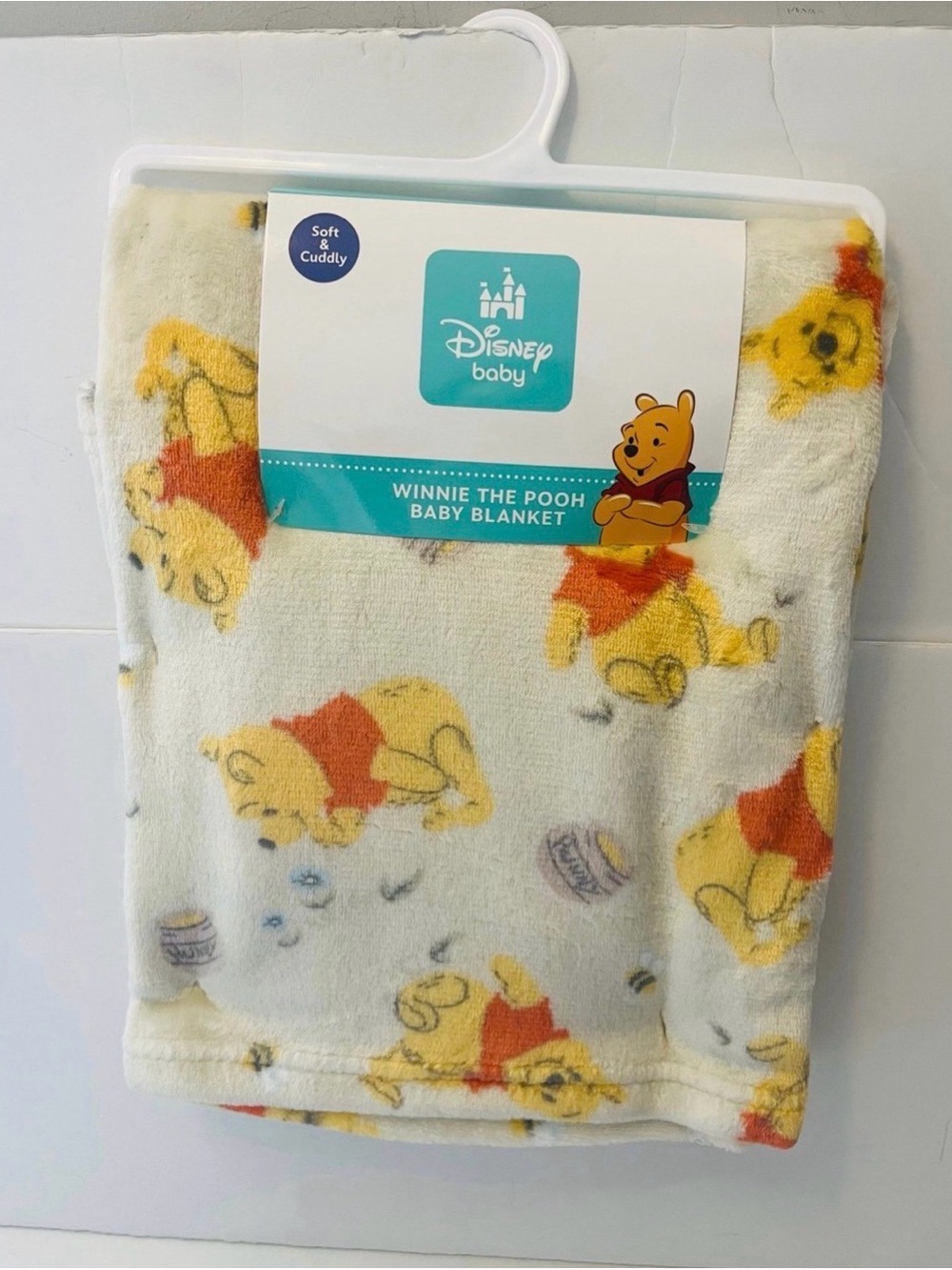 Disney Baby Soft & Cuddly Winnie the Pooh Baby Blanket Hunny Honey Bees Flowers